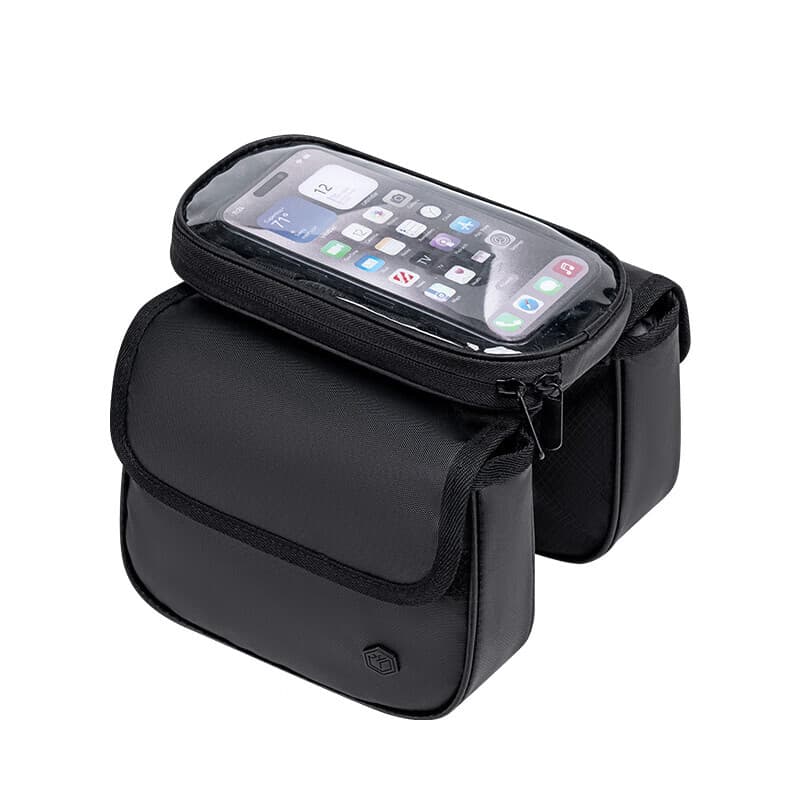 Top tube tas, gevoelig touchscreen, naadgesloten waterdicht, stevig & slijtvast, zwart
