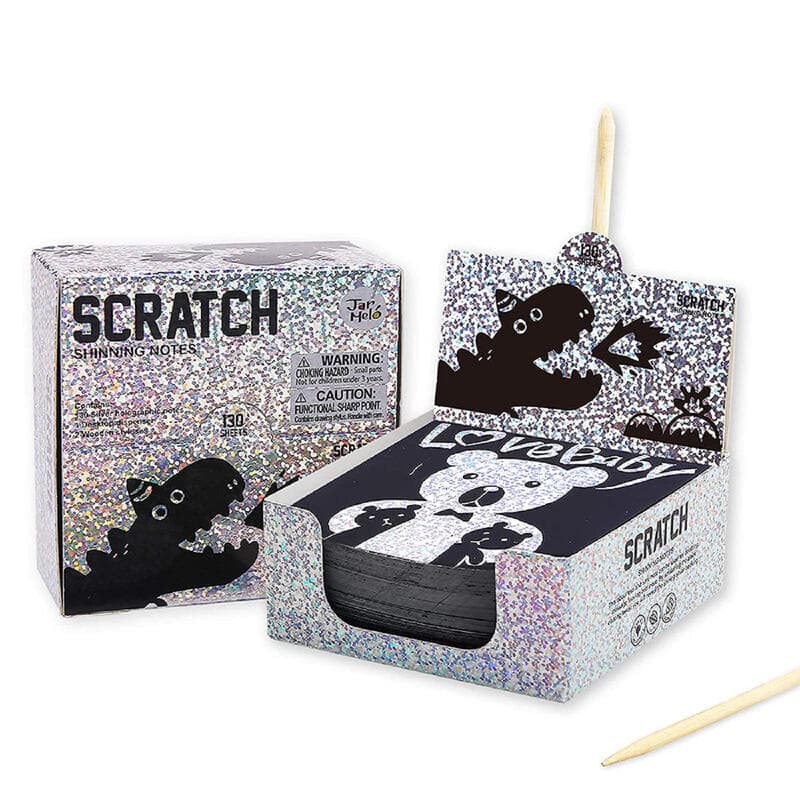 Jar Melo Scratch Art notitieblokset - zilverkleurig hologramglitter