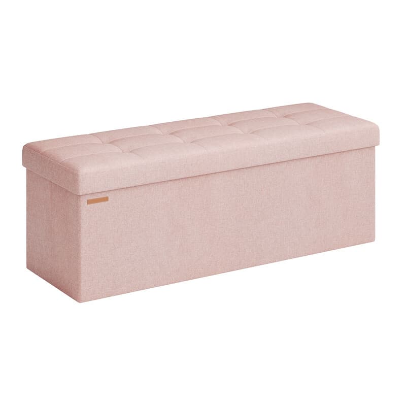 JOYFURNOS Bank Met Opbergruimte, 38 x 110 x 38 cm, Zitkist, Bedbank, Opbergkist, voor Woonkamer, Slaapkamer, Hal, roze