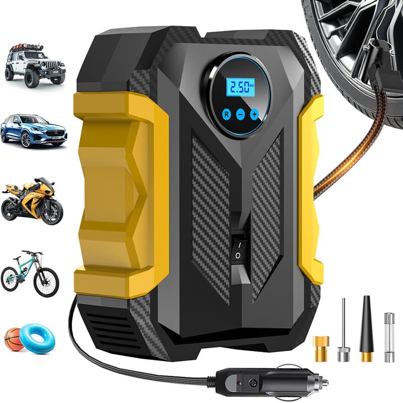 Carsun 150 psi 12V draagbare luchtcompressor: digitale drukdisplay, LED-verlichting, 3 m kabel - voor auto's, fietsen en sportballen