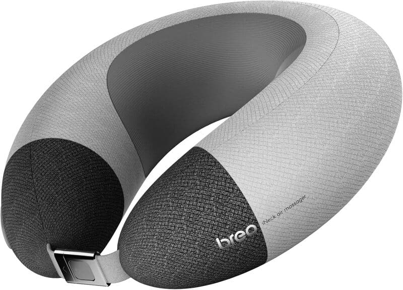 Breo iNeck Air 2 massagekussen, Shiatsu U‑vormige nekmassage met verwarmingsfunctie en diepteweefsel‑relaxatie voor vliegtuig, auto, reis,