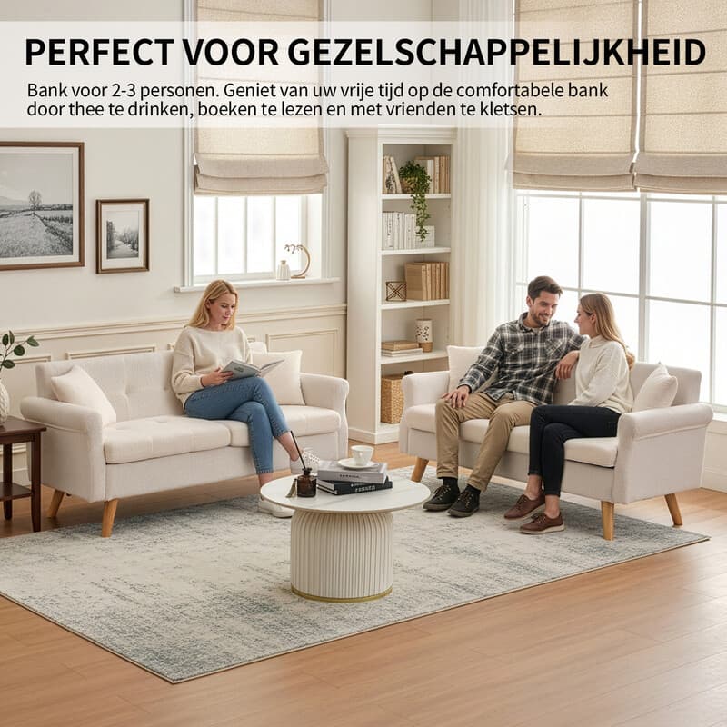 HONEYOU 164 cm loveseat, mid-century modern decor loveseats voor woonkamer, geknoopte gestoffeerde kleine bank voor slaapkamer, stevig en eenvoudig te