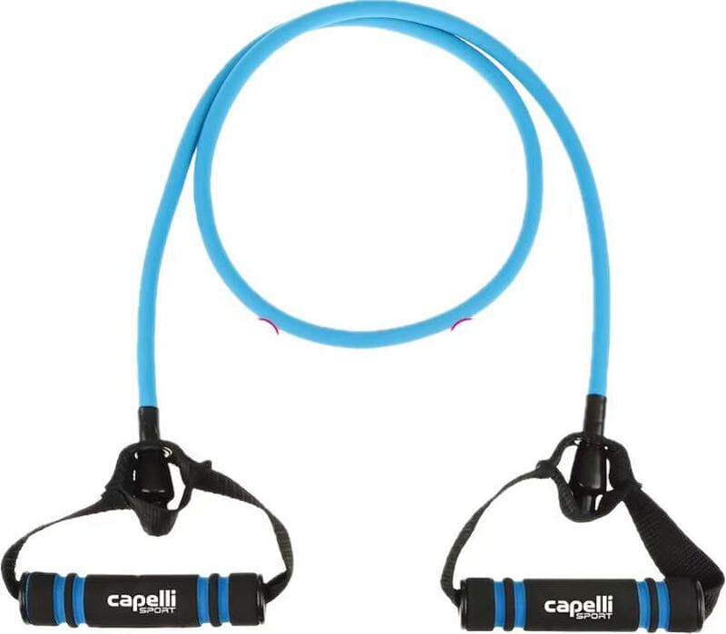 Capelli Sport middelzware weerstandsband van natuurlijk latex 120 cm met handgrepen, enkele weerstandsband, oefenband met handgrepen, voor