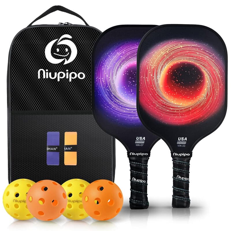 NIUPIPO Pickleball Paddles Set van 2 – Glasvezel Materiaal, Polypropyleen Honingraatkern, USAPA Gecertificeerd, Lichtgewicht Ontwerp, Comfortabele