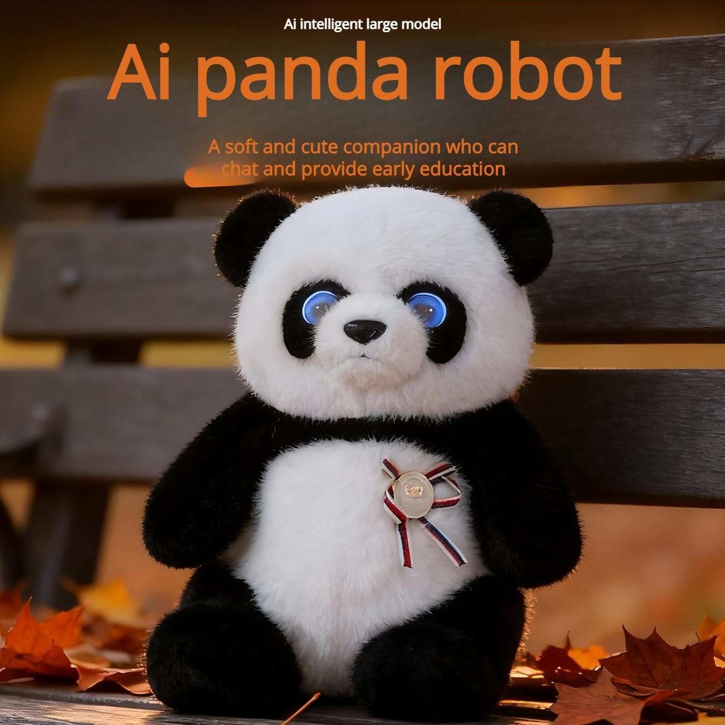 Panda AI pluche robot, intelligent interactief speelgoed met LED-ogen, spraakbesturing en USB-oplaadfunctie, ideaal als cadeau voor kinderen of voor i