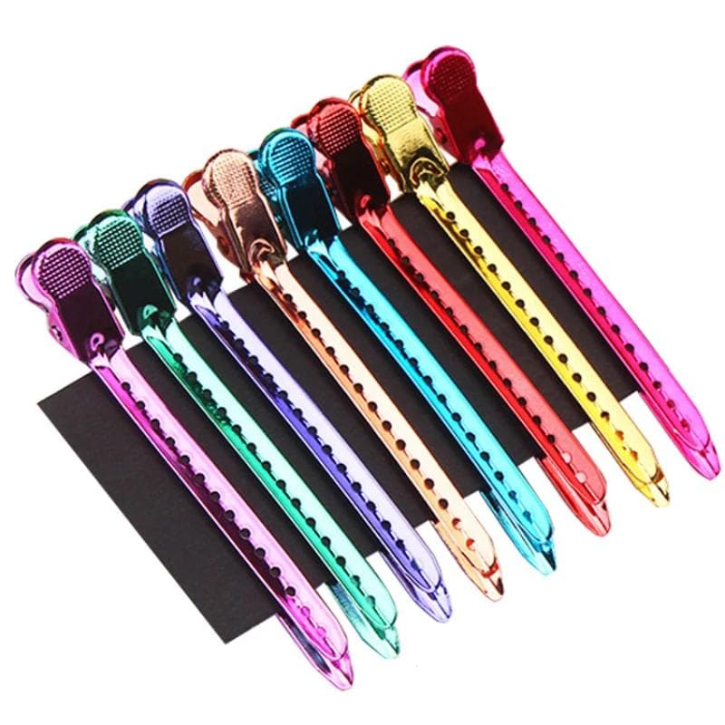 12 stuks Alligator Haarclips Kappersklemmen Stalen Haarspelden Haarklauw Professionele Kapper Voor Krullend Haar Stijl Verdelingsclips goud