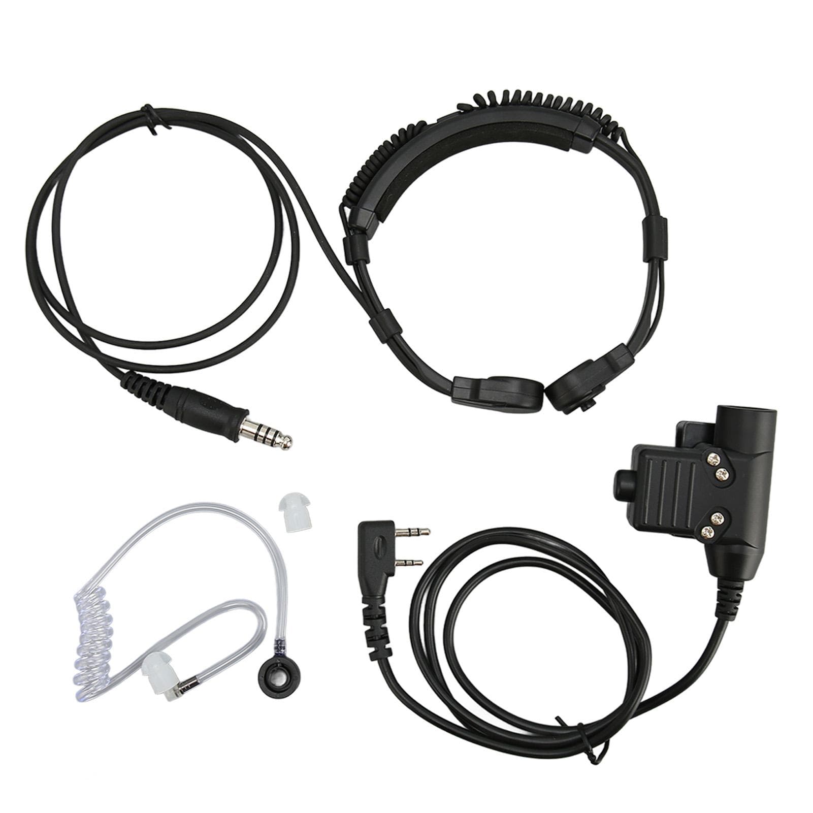Keelmicrofoon Headset Telescopisch 2-weg Radio Oortje met U94 PTT voor Baofeng UV 5R BF 888S BF