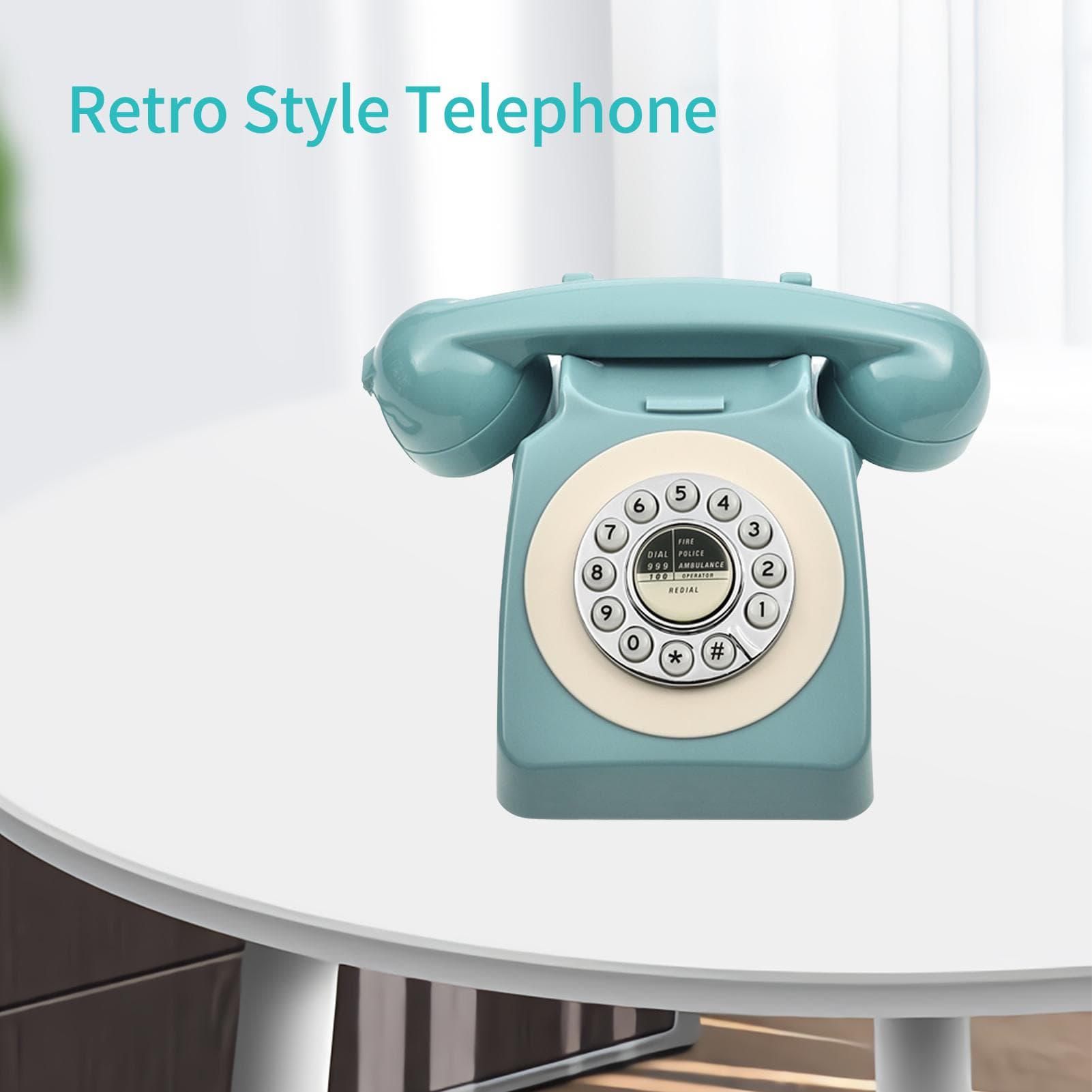 Vaste telefoon voor op het bureau, vintage telefoon in retrostijl uit de jaren 80, vaste telefoon met ondersteuning voor belvolume groen