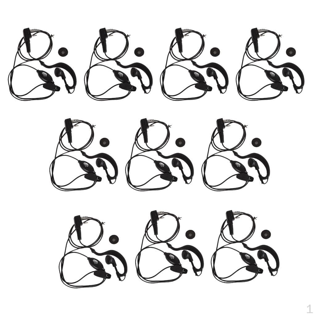 10 stuks zwarte PTT-oortelefoon, oortelefoon, headset, microfoon voor Baofeng UV-5X 5R TYT Ham Two-way Radio Walkie