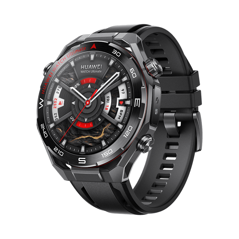 HUAWEI WATCH Ultimate 2 48,5 mm / Vloeibaar metaal op basis van zirkonium / Zwarte fluoroelastomeer band / eSIM / GPS / ECG / Compatibel met iOS en