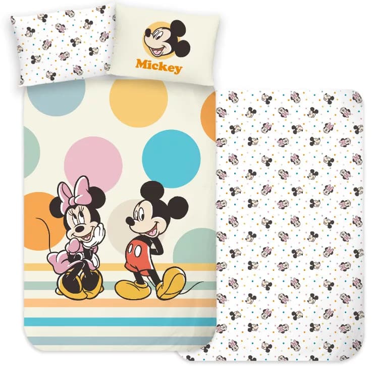 Mickey Mouse dotts Dekbedovertrek 100 x 135 cm - Katoen - 40 x 60 cm
