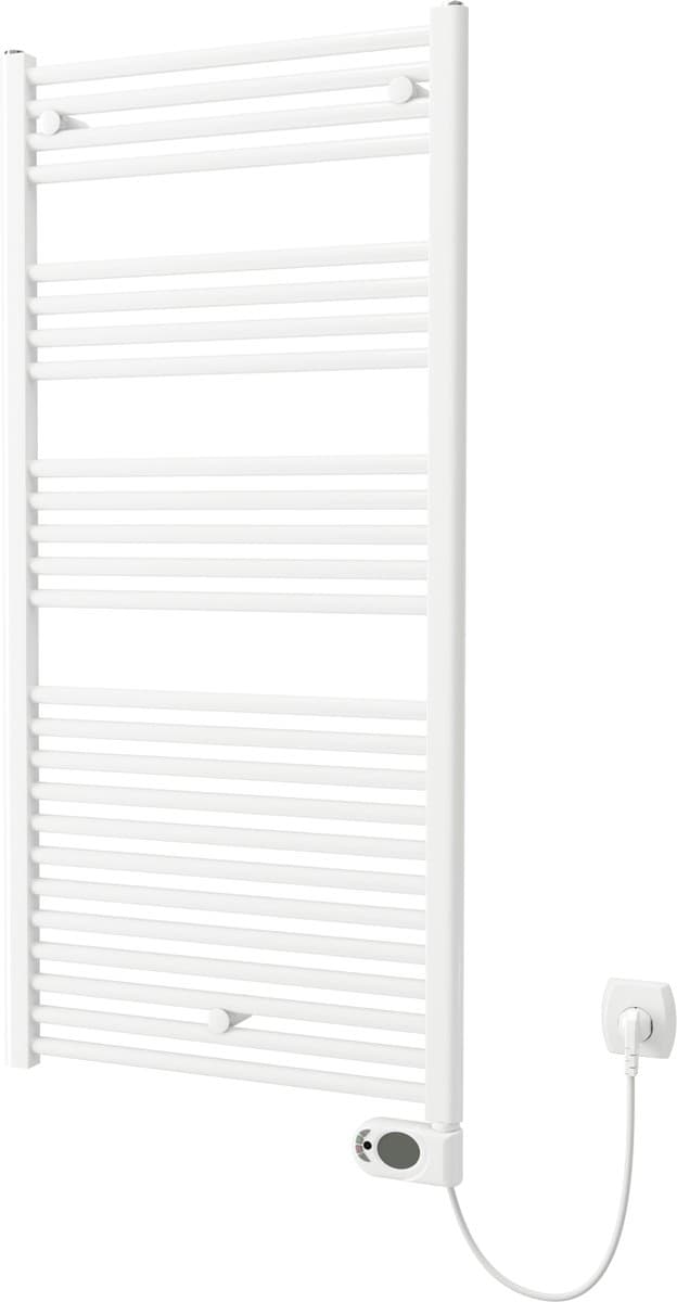 Plieger elba elektrische handdoekradiator - handdoek verwarmer - met klokthermostaat - 126.2 cm x 60 cm - 700 watt - wit