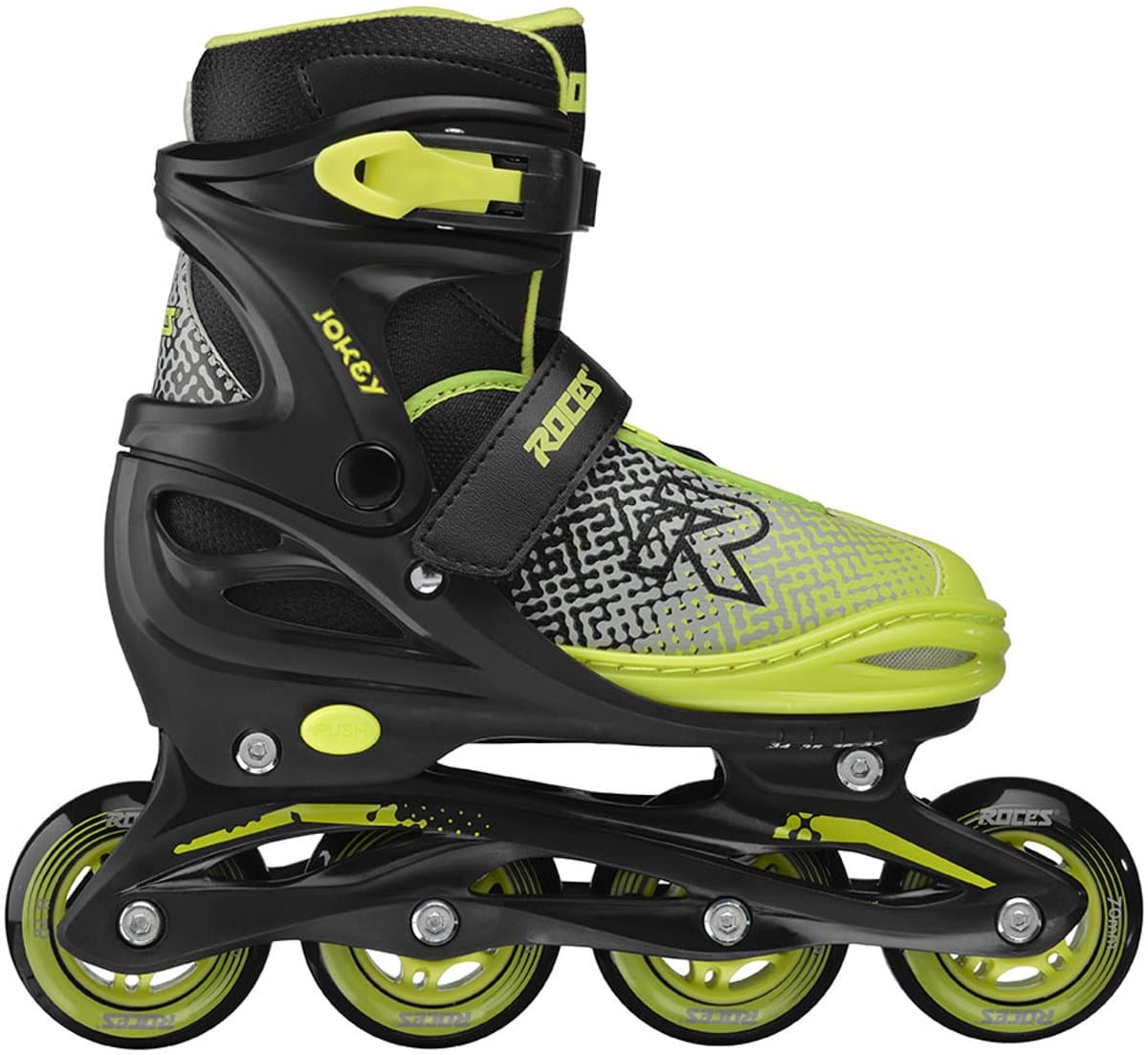 Roces jokey x verstelbare skeelers jongens - inline skates - meegroei skates - zwart groen - maat 38-41