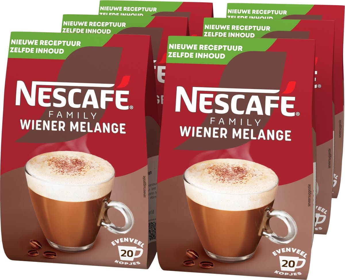 Nescafé family wiener melange oploskoffie - 6 zakken x 280g voor 150 koppen koffie