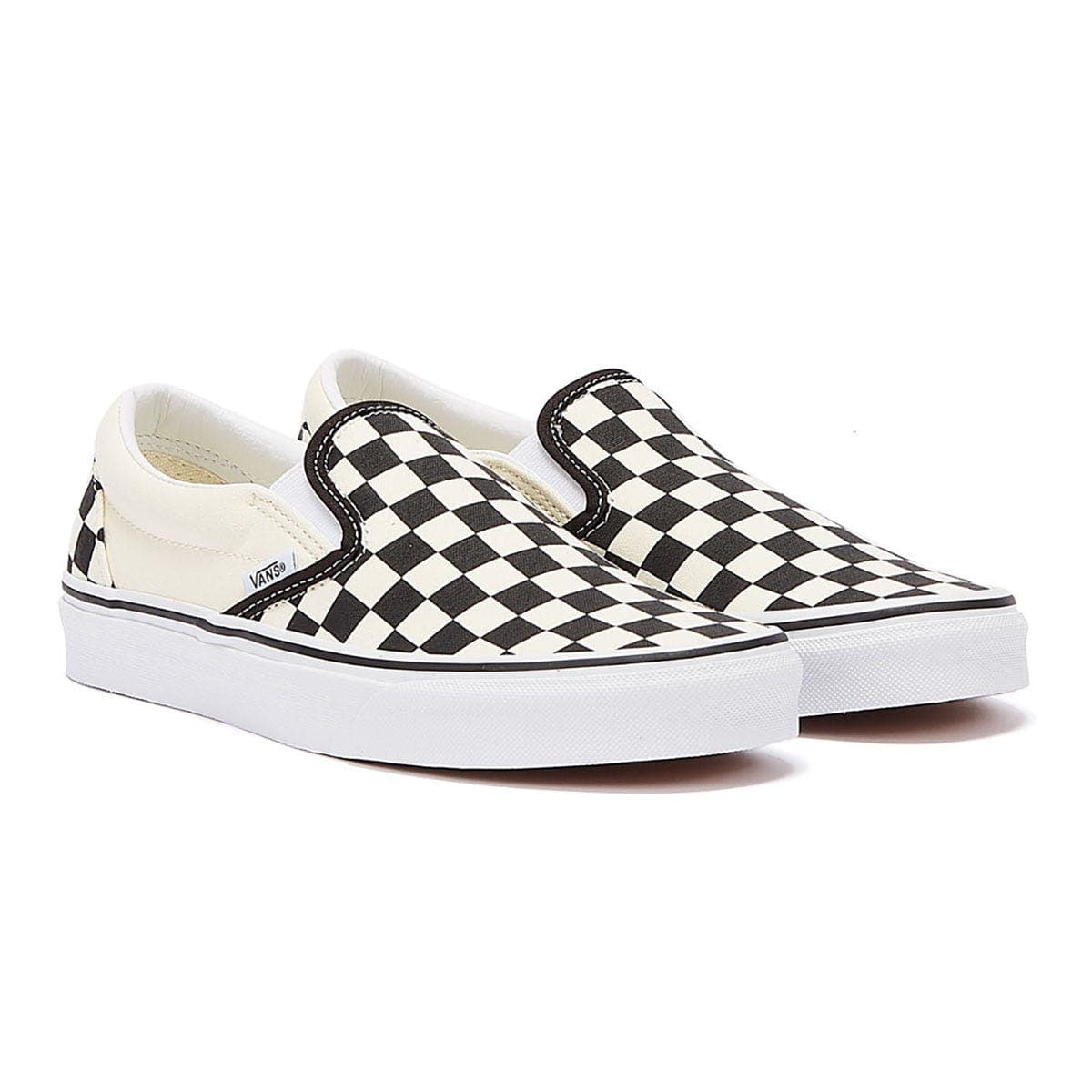 Vans Classic Slip-On Unisex Zwart Wit Checkboard Canvas Skate Trainers