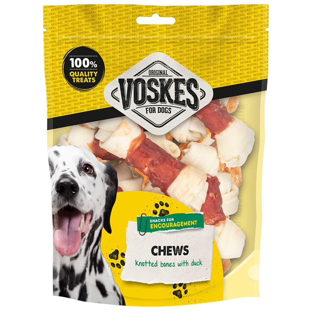 Voskes Hondensnacks Geknoopte Botten Runderhuid met Eend 10 stuks
