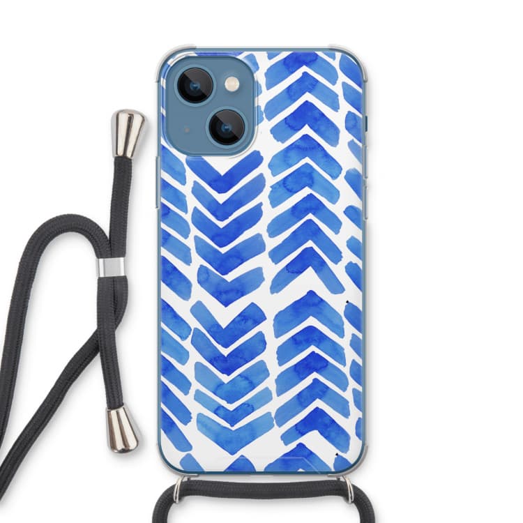 Blauwe pijlen: iPhone 13 Transparant Hoesje met koord