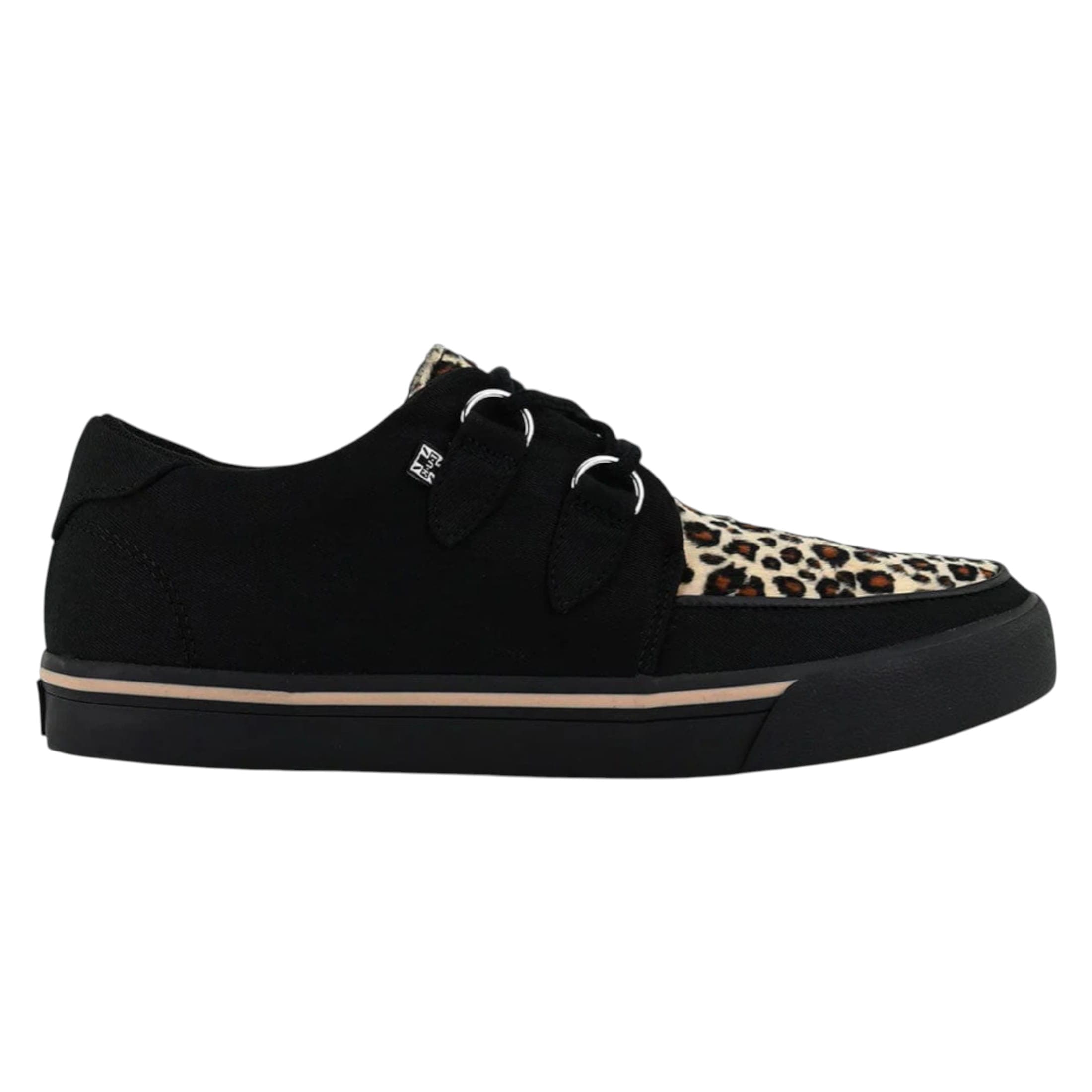 TUK Pointed Creeper Sneaker Zwart Luipaard Canvas Platform Schoenen - A9180