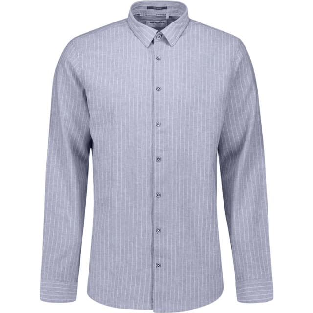 No Excess Shirt vertical small stripe with li indigo blue
