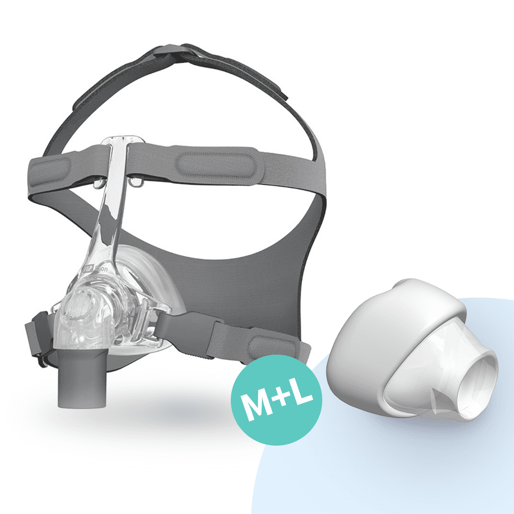 F&P Eson probeerverpakking met 2 maskerkussens (M+L) slaapapneu, CPAP-therapie, snurken, kennismakingsset CPAP-therapiemasker, goede pasvorm, testset