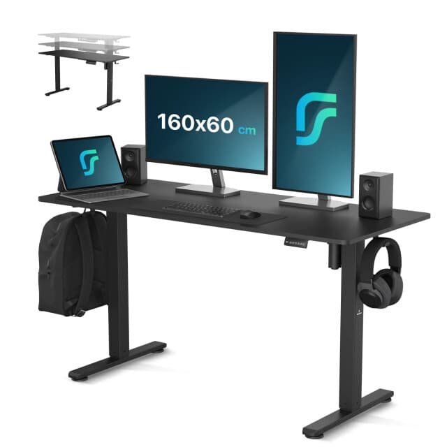 Mirlux Flowsense zit sta bureau verstelbaar elektrisch bureau 160 x 60 cm pre