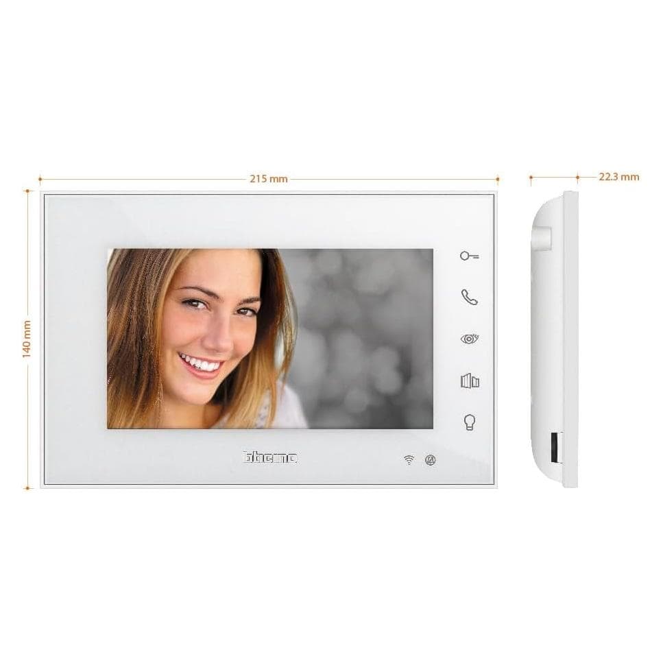 Bticino, Bel + deurintercom, Interphone vidéo wifi avec moniteur supplémentaire, écran tactile 7 pouces, commande par application (Bedraad, WiFi)