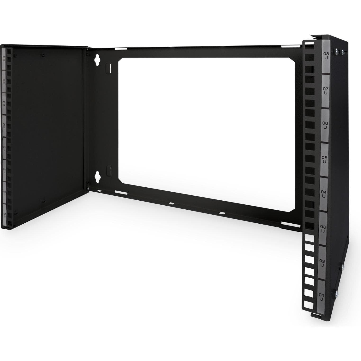 Digitus 8U wandmontage patchhouder 3608x528x225 mm in diepte verstelbaar (8 HE, 19 inch rek), Serverkast, Zwart