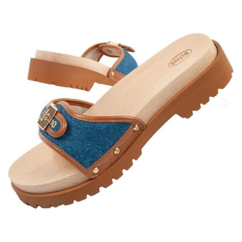 Scholl, Women, Flip-Flops, Pescura Iconic Clog-Sandalen, Blue, Brown, (35)