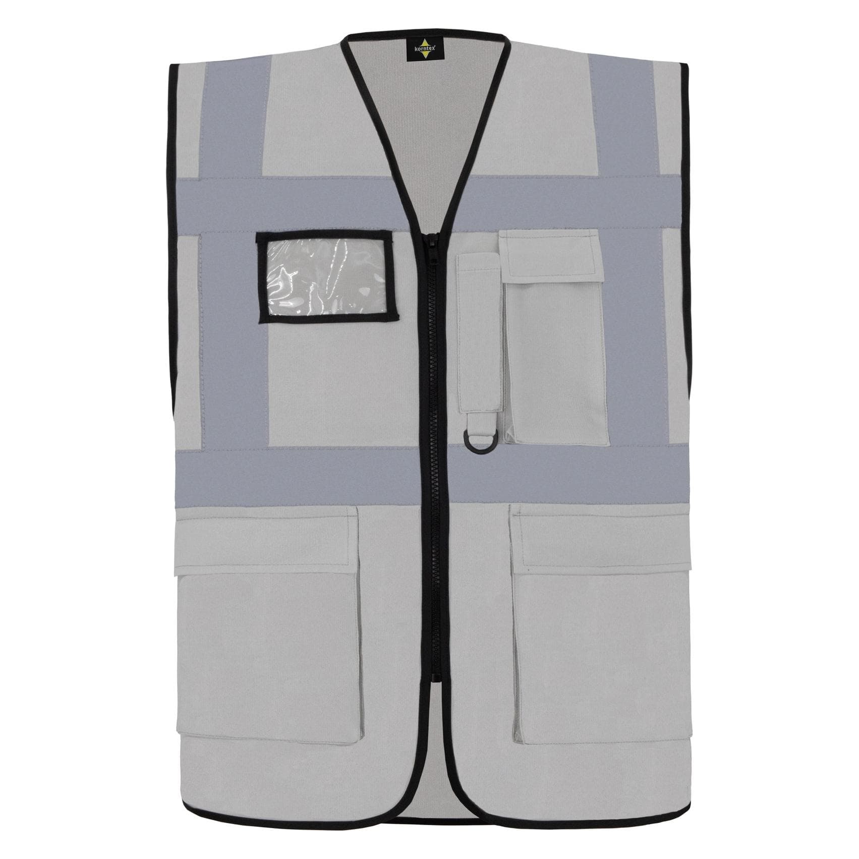 Korntex, Hoge zichtbaarheid vest, Comfortabele hoge zichtbaarheidsgilet "Hamburg" - Multifunctioneel - Asgrijs- XXL (XXL)