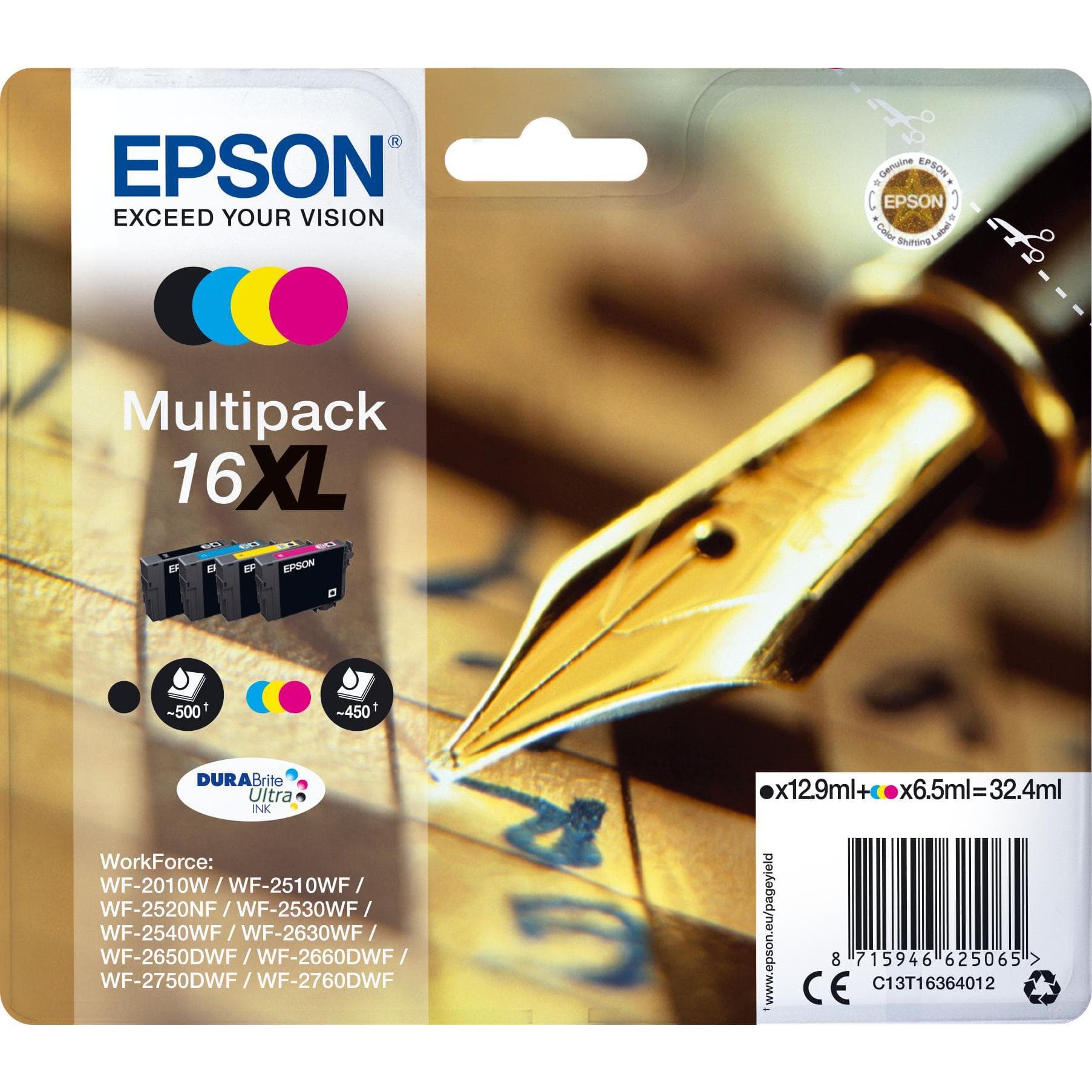 Epson, Inkt, Inktpatroon Zwart/Kleur 16x (BK, C, M, Y)