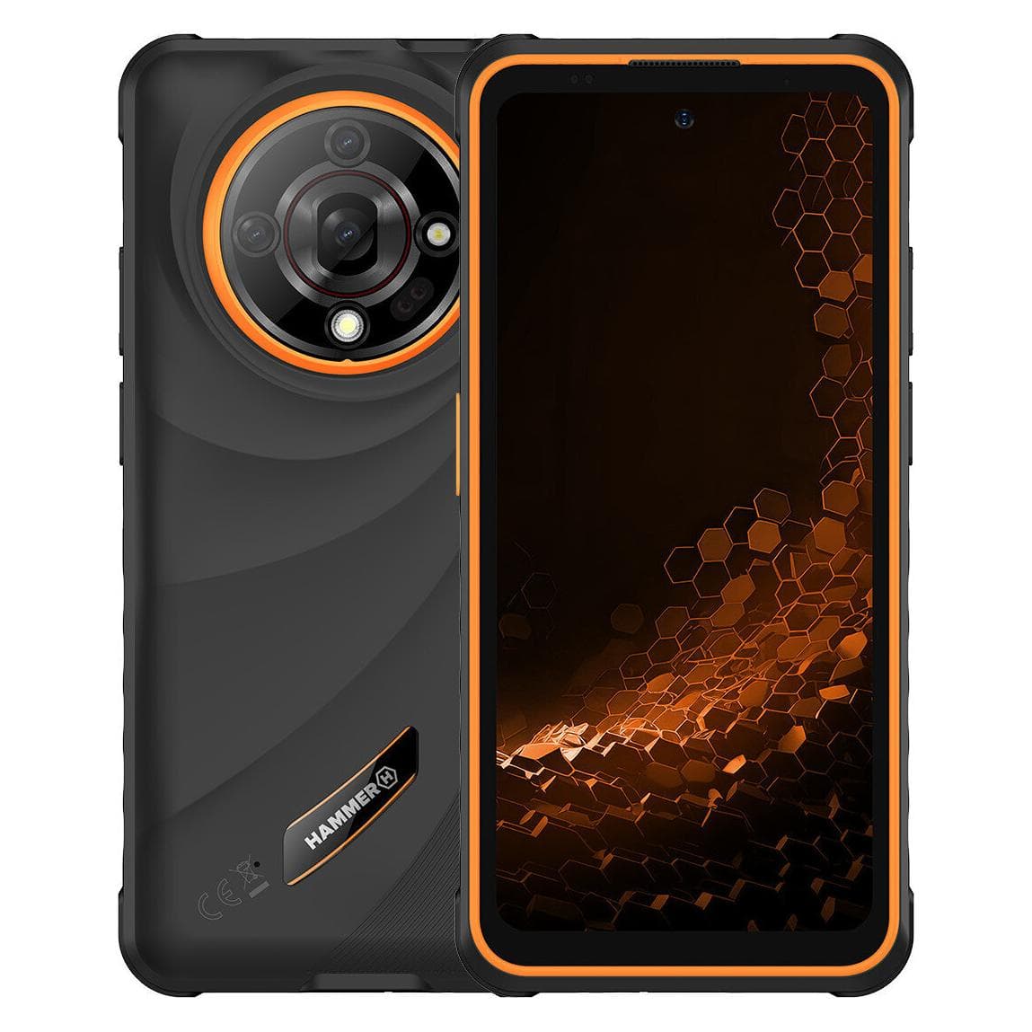 Hammer Stossfestes Android 14 Smartphone 6,56" Akku 6050mAh (128 GB, Zwart, 6.56", Dubbele SIM, 4G), Smartphone, Zwart