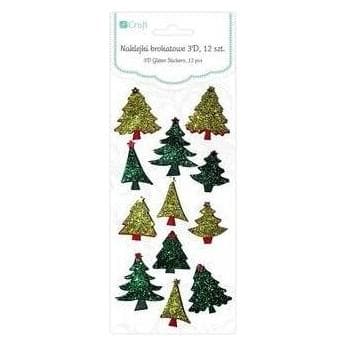 DP Craft, Stickers, 3D Glitzer Weihnachtsbaum Sticker 12 Stk (12 Sticker)