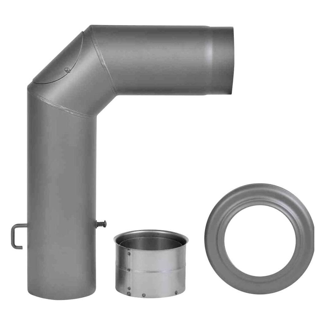 FireFix, Haardaccessoires, RD150/SET Kachelpijpenset van 2 mm dik staal (hoekpijpenset) in 150 mm diameter, voor kami