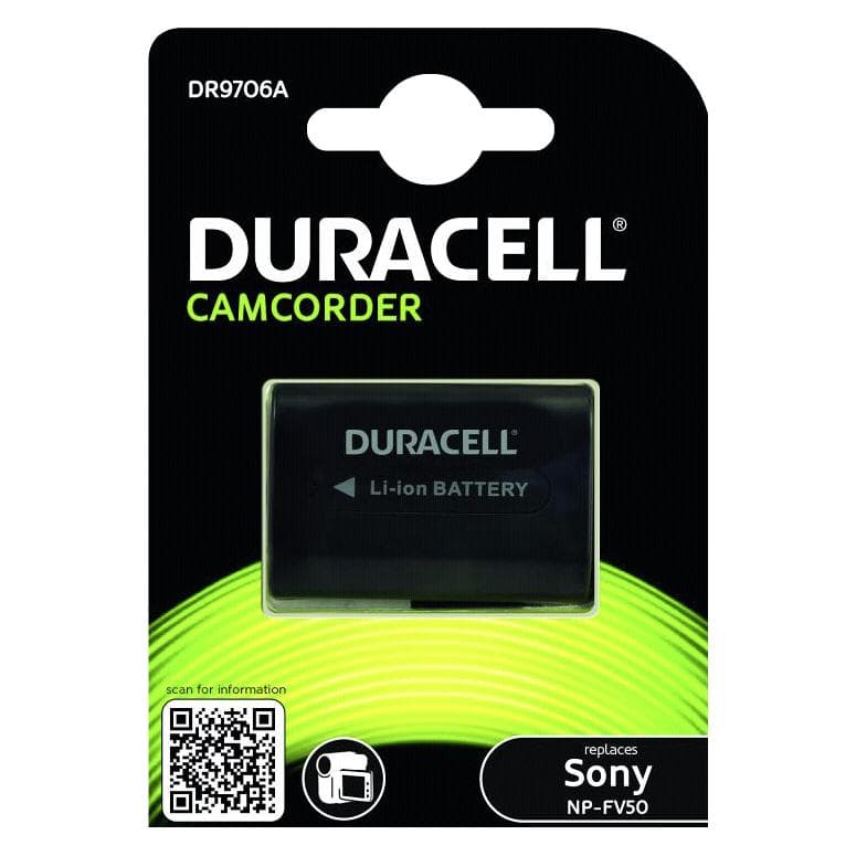 Duracell Li-Ion batterij 650 mAh voor Sony NP-FV50 (Batterij van de camera), Stroomvoorziening voor de camera, Zwart