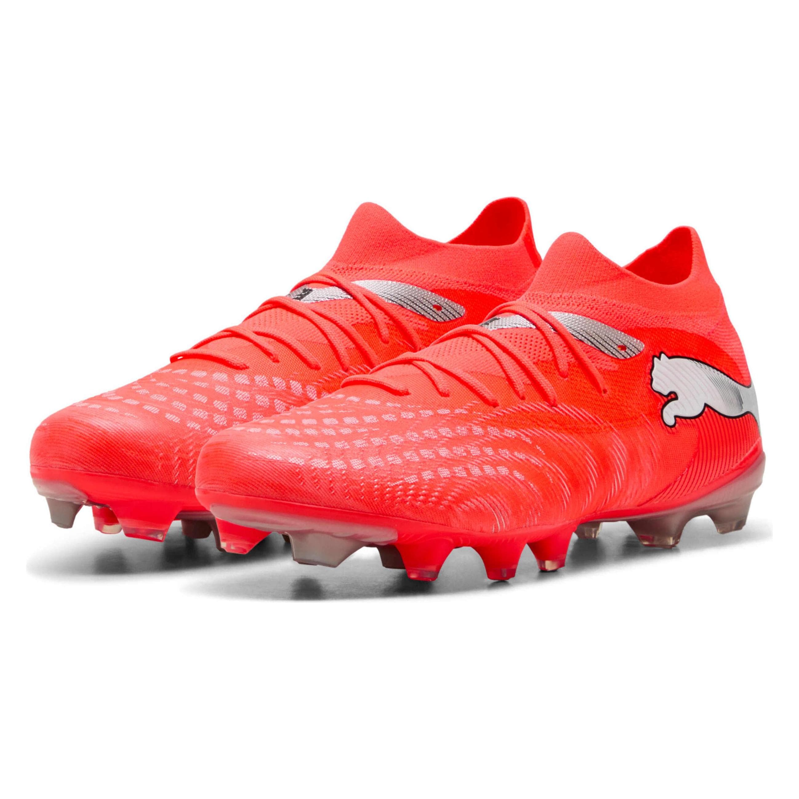 Puma, Mannen, Voetbalschoenen, Future 9 Match Fg/Ag (44.5), Rood, Wit, Zwart, Zilver