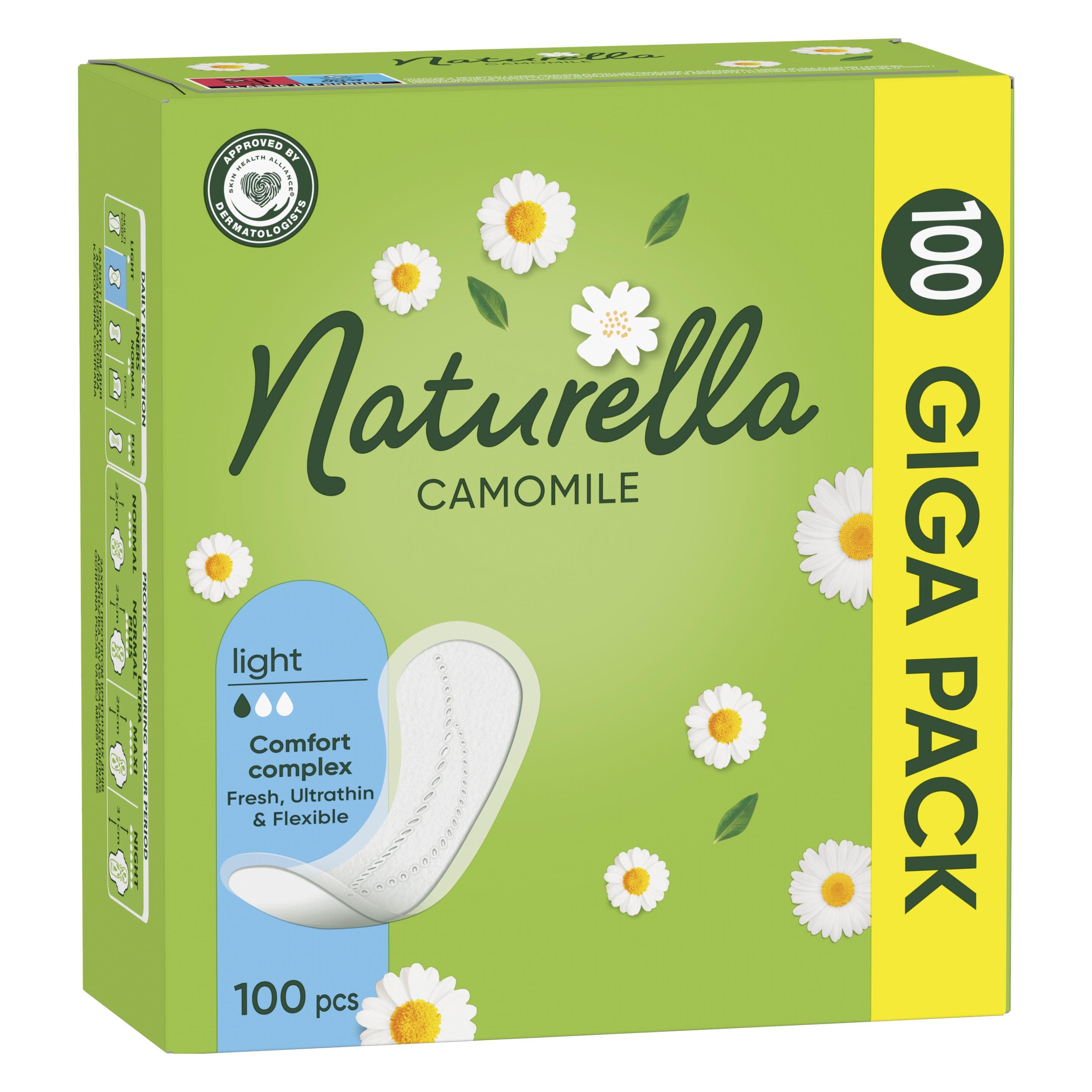 Naturella, Binden, Voeringen Licht Kamille 100CT (100x)