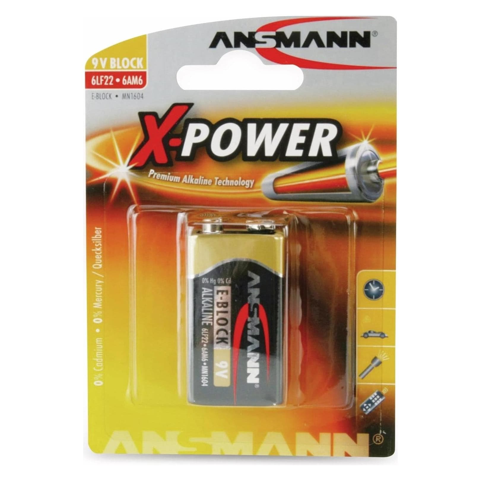 Ansmann X-Power (1 Pcs., 9V Block, 550 mAh), Batterijen