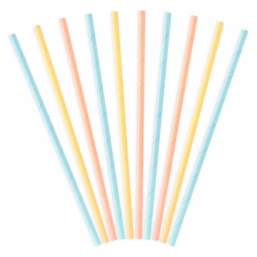 Partydeco Papieren rietjes Zomertijd (10 st.), Stro, Veelkleurig