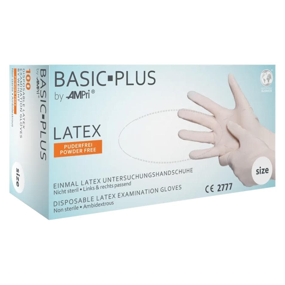 Ampri, Beschermende handschoenen, Wegwerphandschoenen Basic Plus maat XL licht beige latex EN 455 PPE categorie I (10)