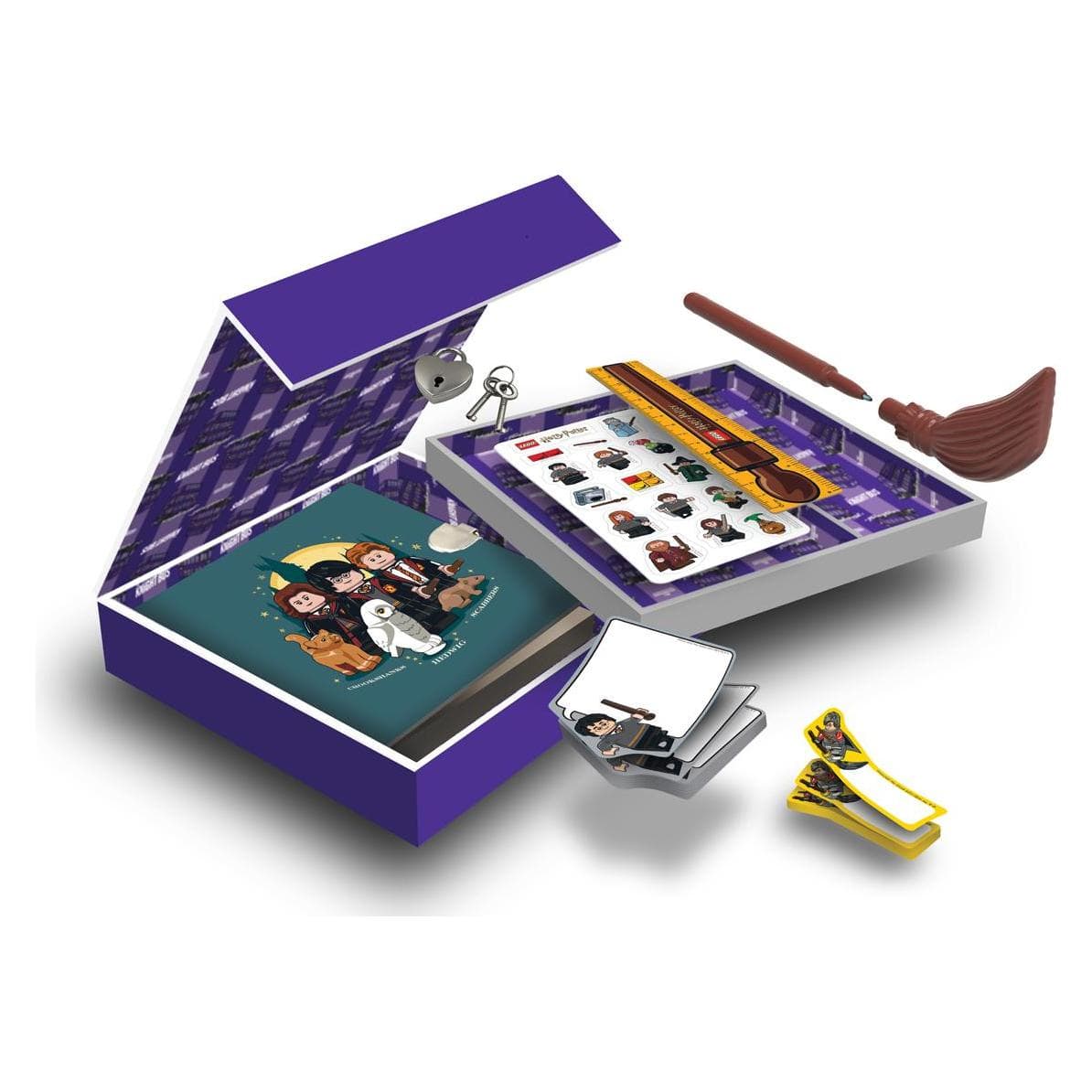 LEGO, Notitieboekje + schrijfblok, Harry Potter Knight Bus - Geheime Dagboek Geschenkset (19 x 19 cm, Rijen, Geen binding)