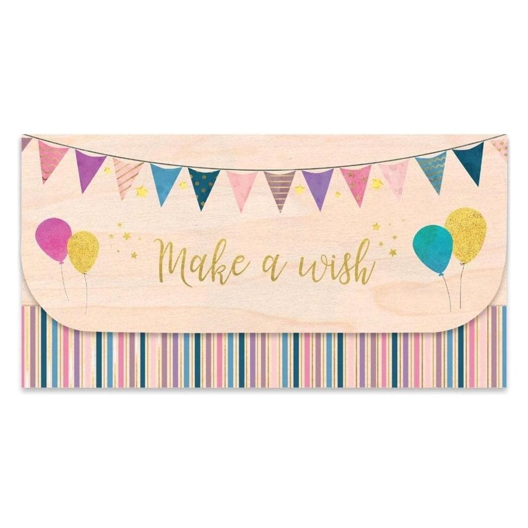 Cozywood, Wenskaart, Houten Verjaardagscadeau-envelop met Ballonnen (1 Pcs.)