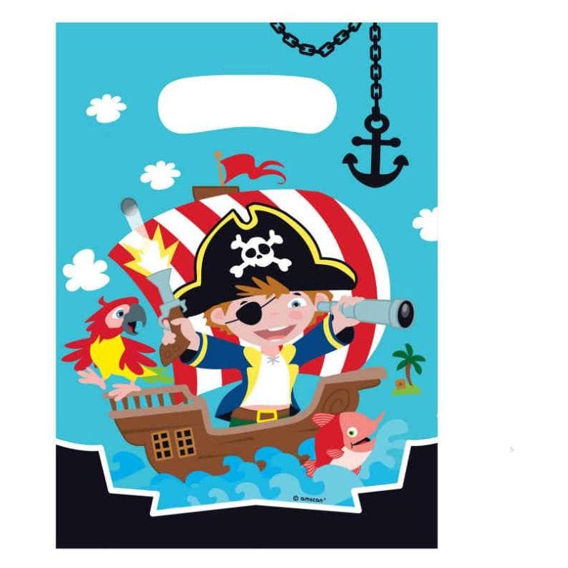 Amscan, Cadeauverpakking, Verjaardagstassen voor piraten (8x)