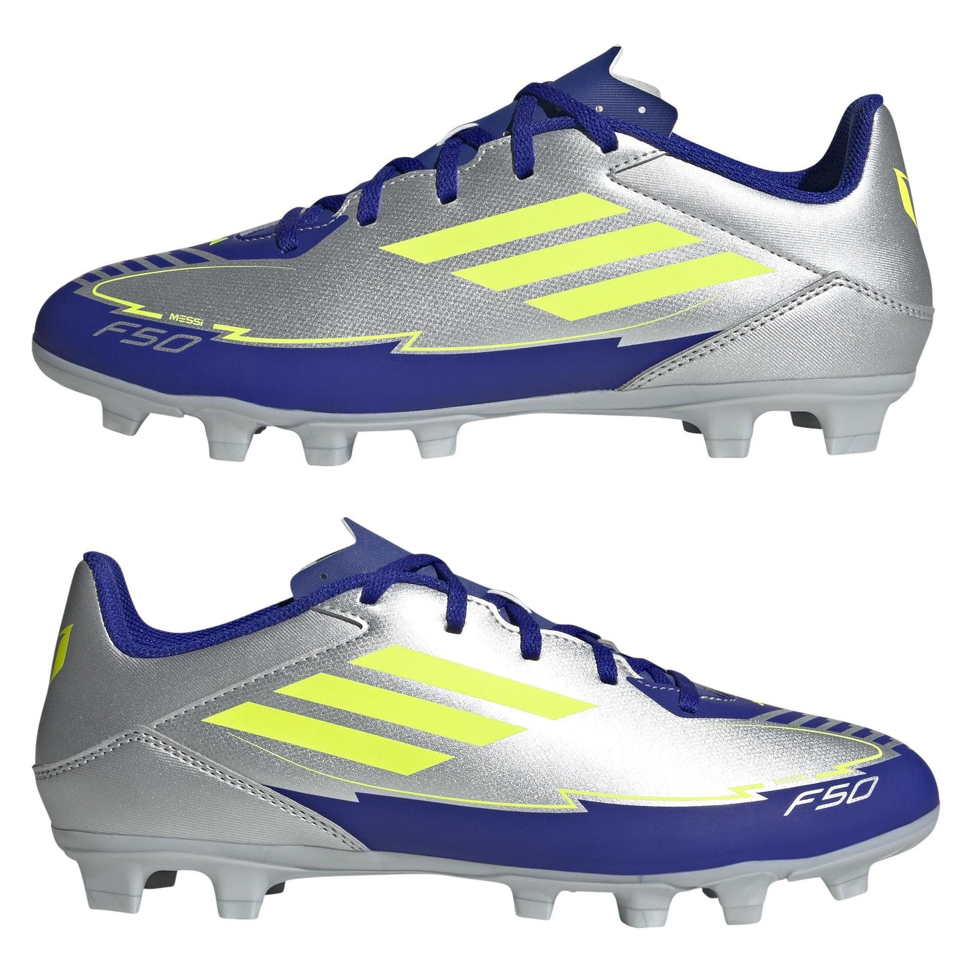 Adidas, Mannen, Voetbalschoenen, F50 Club Messi FG/MG (44 2/3), Zilver, Grijs, Blauw, Geel