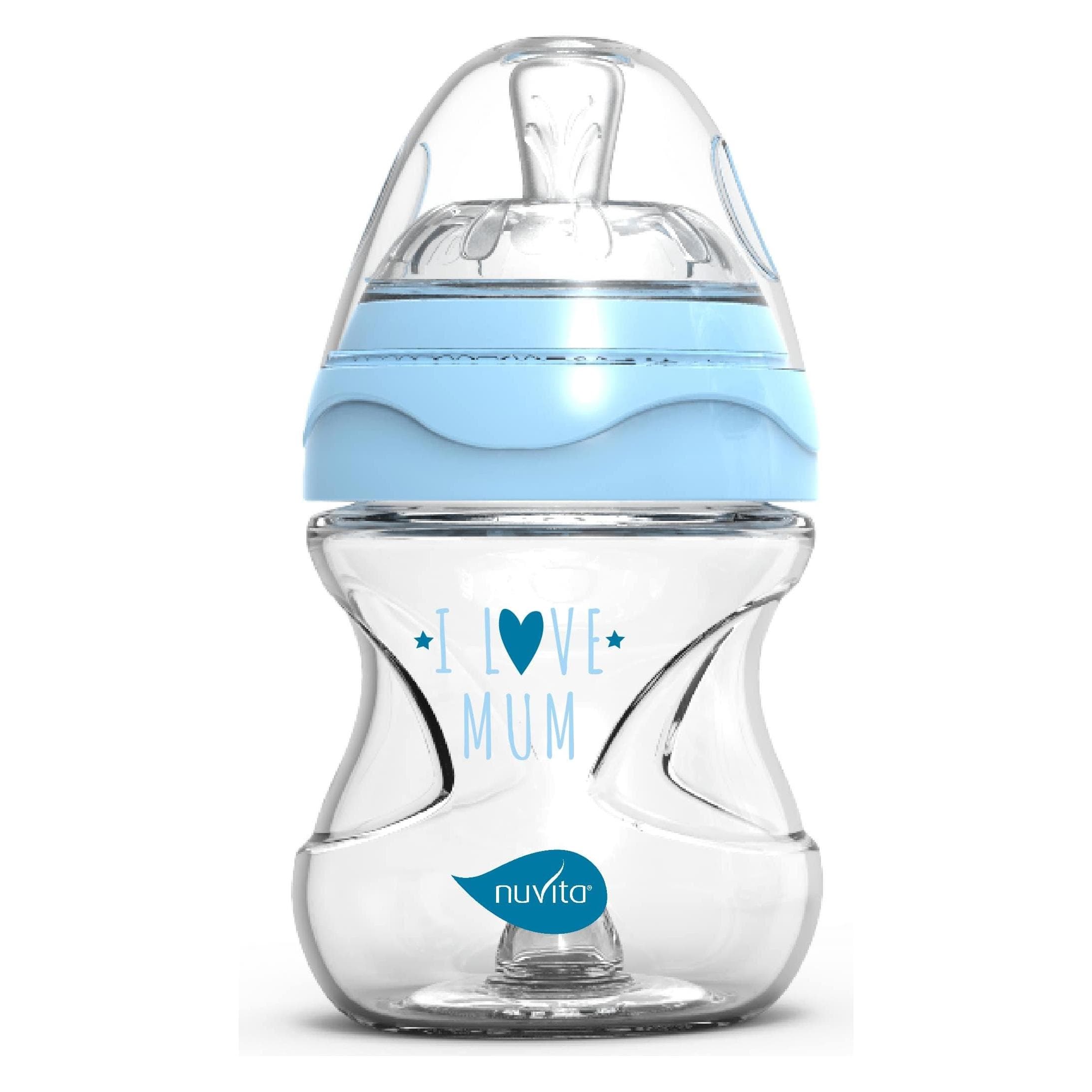 Nuvita, Babyfles, Glazen fles Antikoliek blauw 0M+ (140 ml)