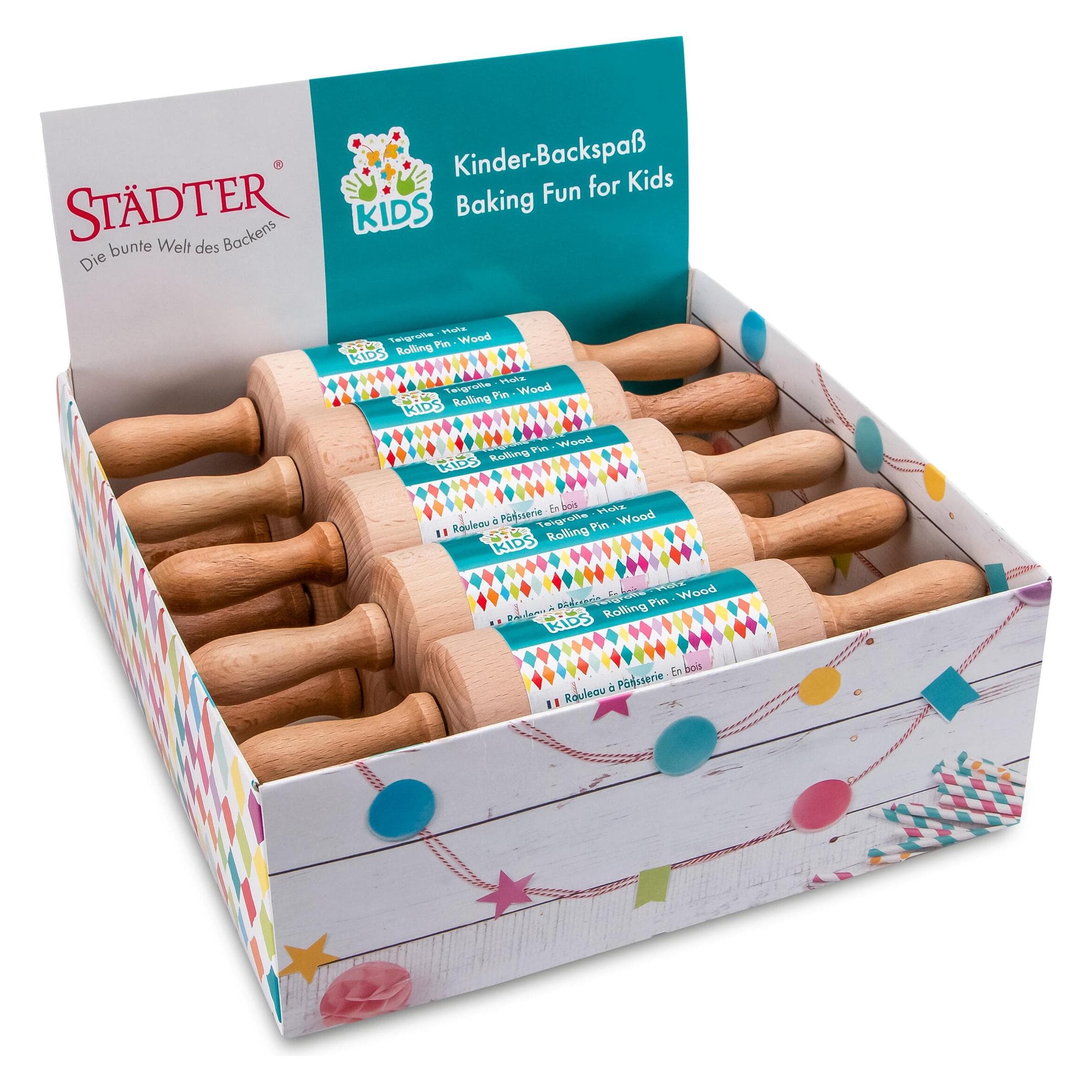 Städter Display KIDS deegroller 10 cm, Wallholz, Bruin