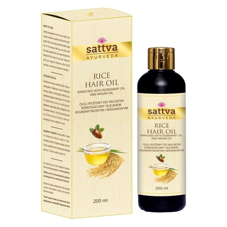 Sattva Ayurveda, Haaroliën, Rijst haarolie met rozemarijn en arganolie 200 ml - Sattva (200 ml)