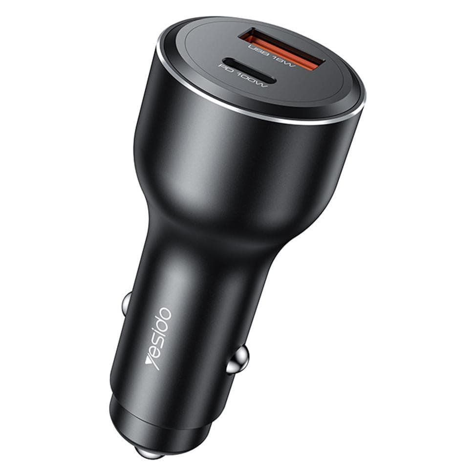 Yesido AUTOLADEGERÄT Y65 118W QC3.0 USB-A+C SCHWARZ, Auto Adapter, Schwarz