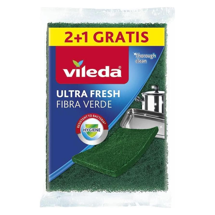 Vileda Estr.Verde U.Fresh 2+1 Ultra Fresh Groene Vezels, Schoonmaakgerei, Groen