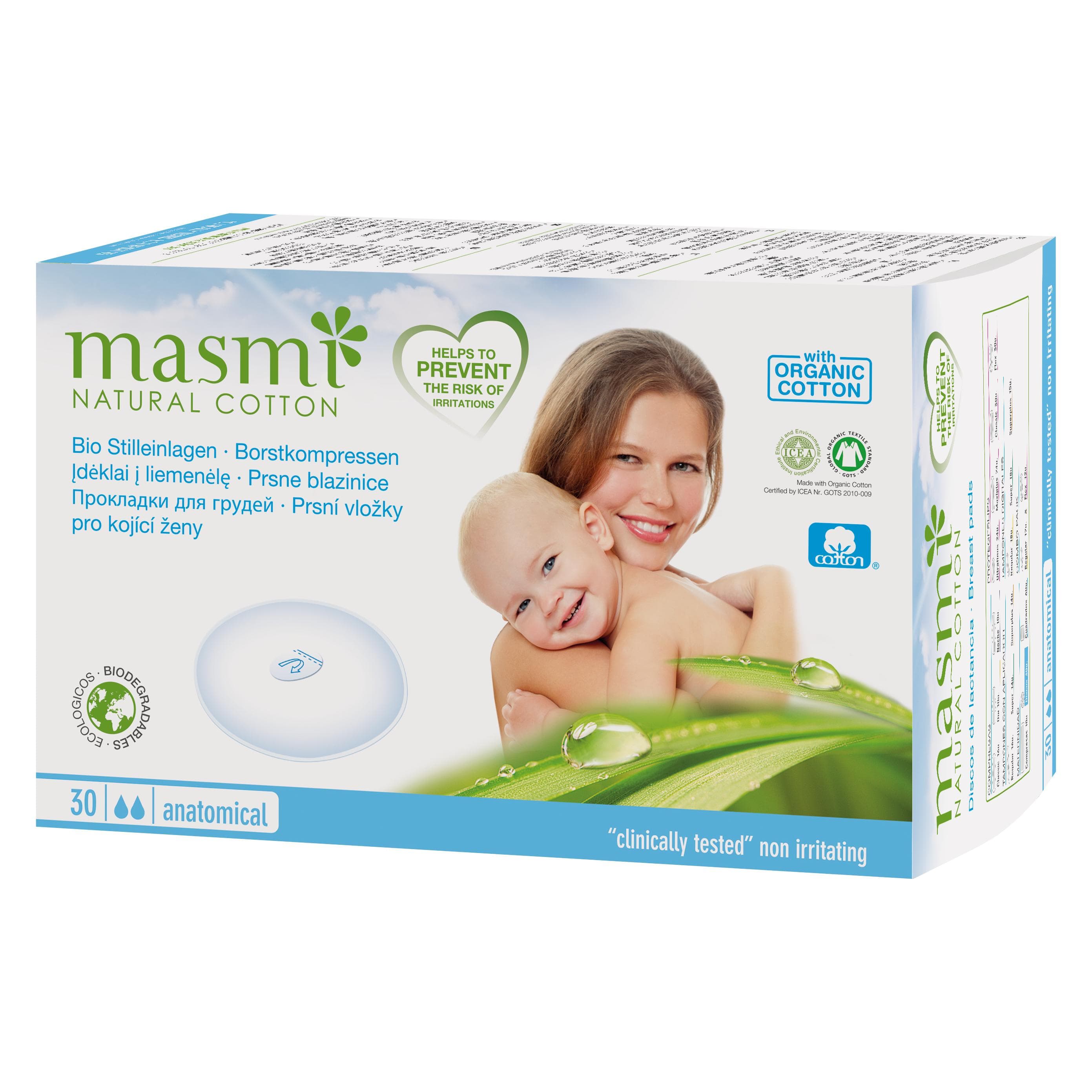 Masmi, Kraamverbanden, Biologische zoogcompressen (30x)