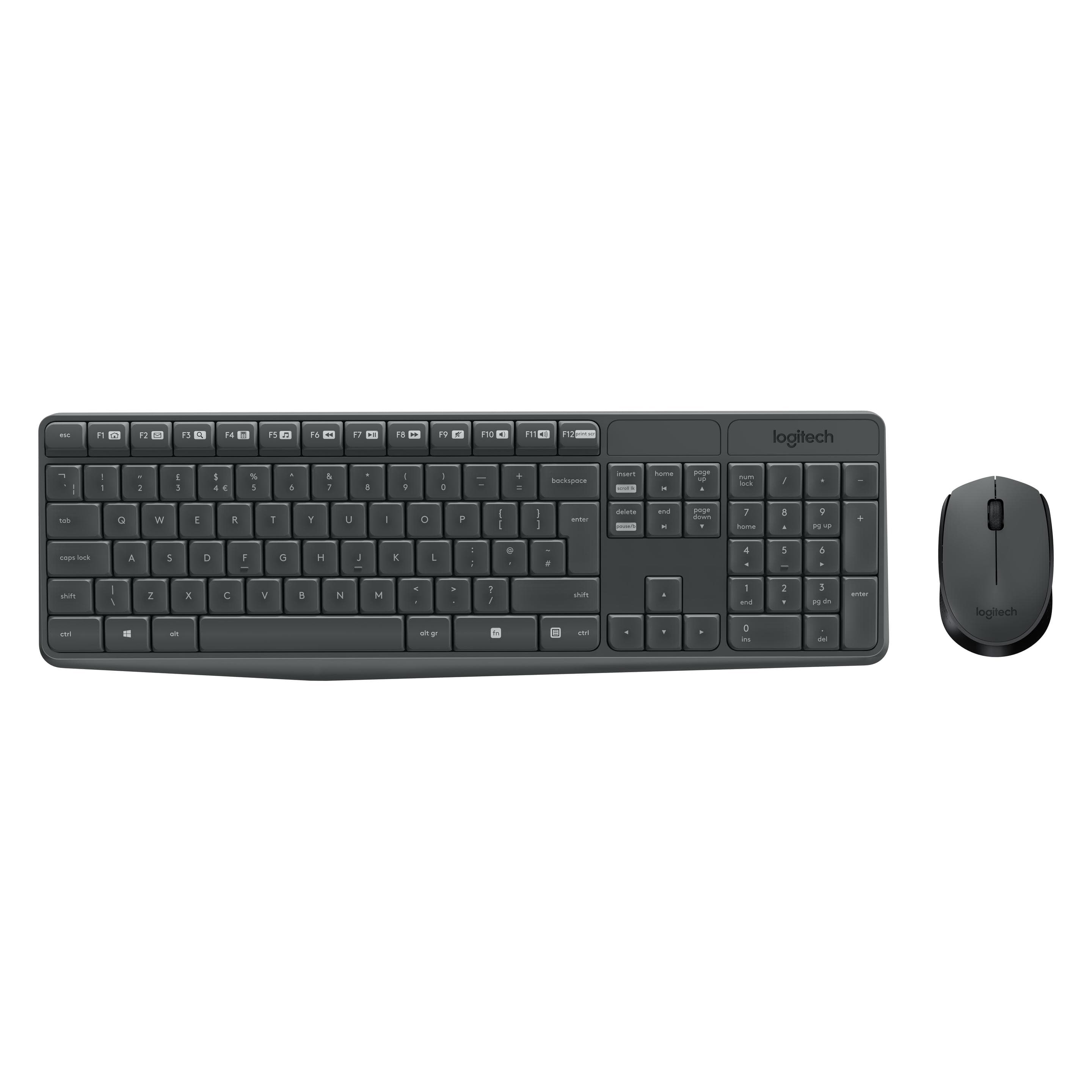 Logitech MK235 (DE, Draadloze), Toetsenbord, Grijs